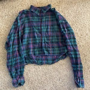 Cropped plaid button up flannel